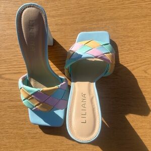 Multi Color Woven High Heels